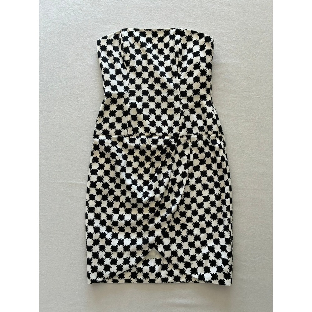 Morton Myles Vintage Strapless Houndstooth Sheath Dress Coctail Party Statement